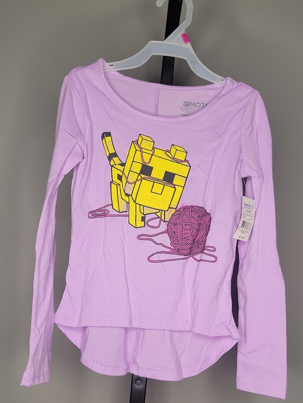 Girls' Lavender Long-Sleeve Graphic Cat Tee by Mojave